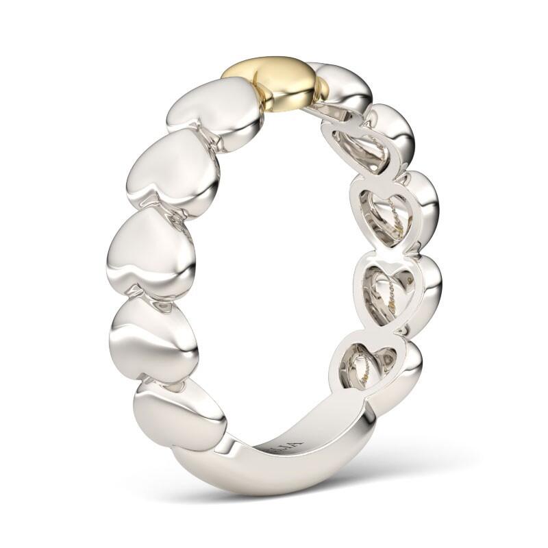 Jeulia Two Tone Heart Shape Sterling Silver Women's Band