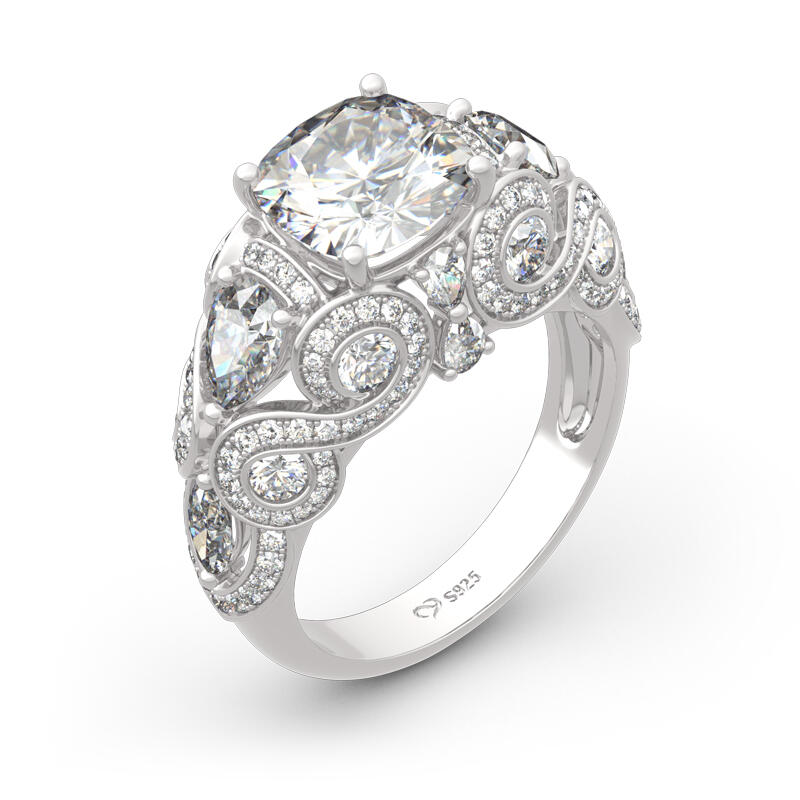 Jeulia Vintage ringdesign i kuddskär i sterlingsilver