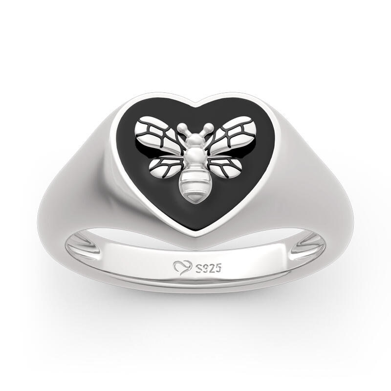 Jeulia "Honey Bee" Sterling Silver Signet Ring