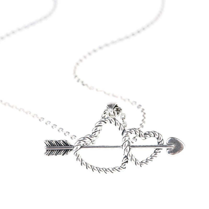 Jeulia Arrow and Heart Necklace