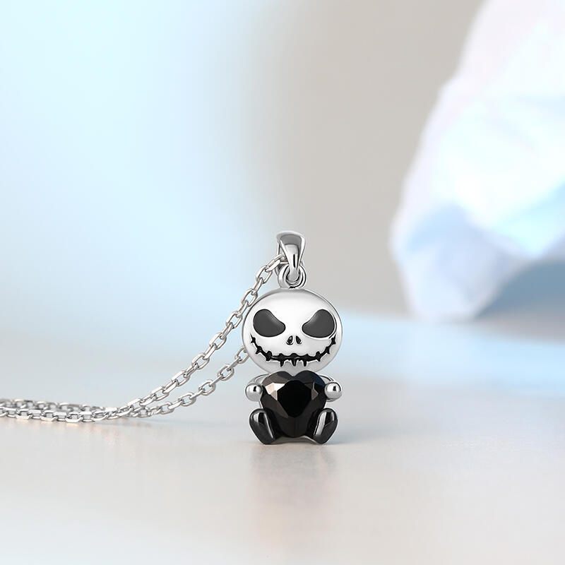 Jeulia Hug Me "Love Confession" Skull Heart Cut Sterling Silver Necklace