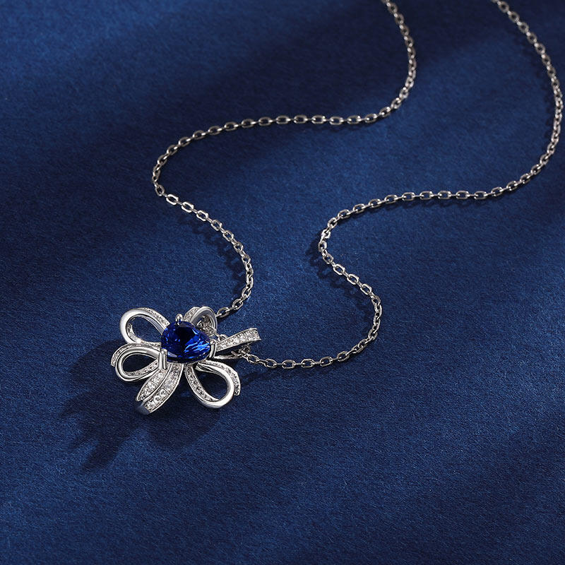 Jeulia "Love Knot" Heart Cut Sterling Silver Necklace