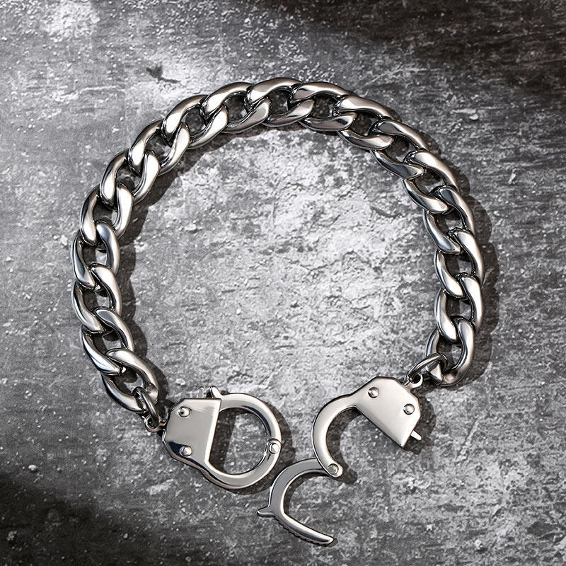 Jeulia Handcuff Design Stainless Steel Men's Bracelet