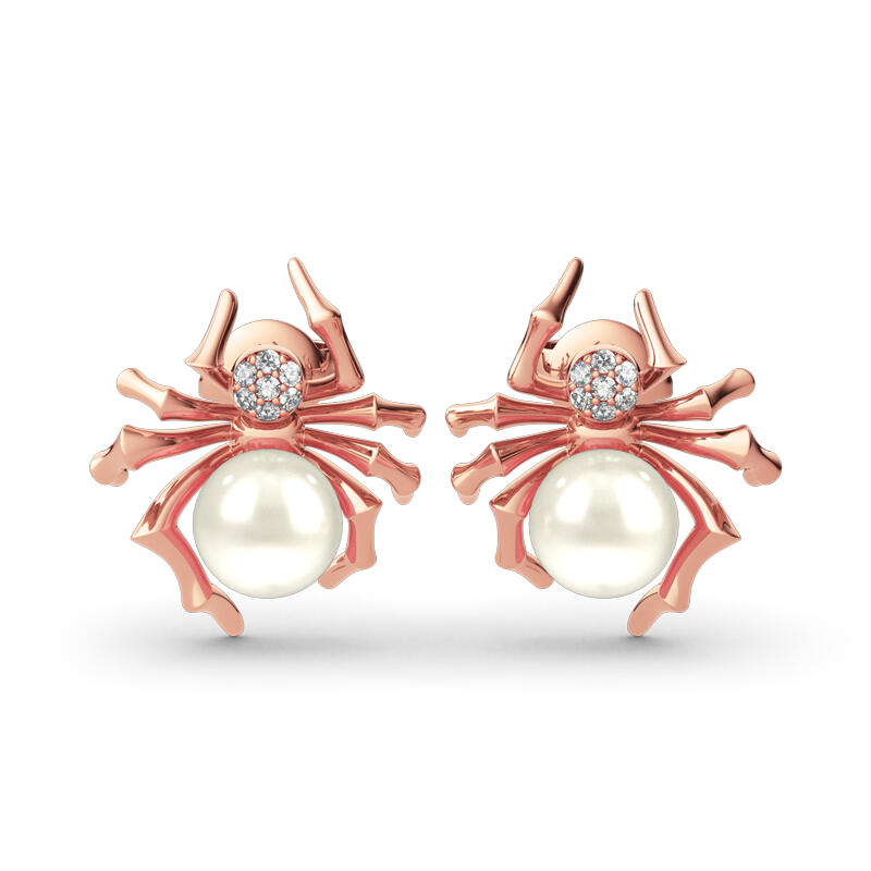 Jeulia Spider Design Cultured Pearl Sterling Silver Earrings