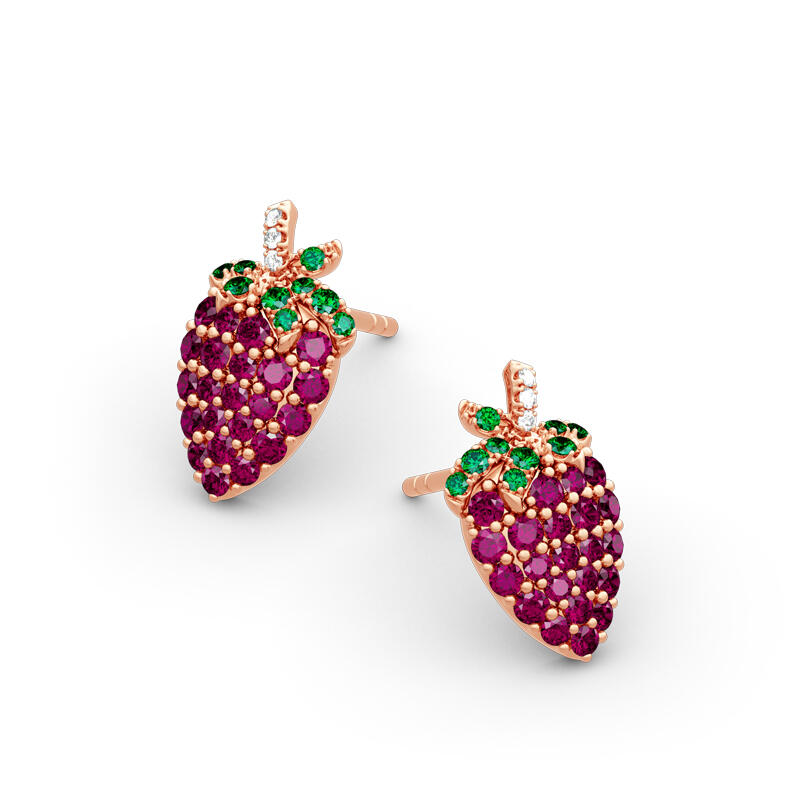 Jeulia "Summer Fruit" Strawberry Design Sterling Silver Earrings