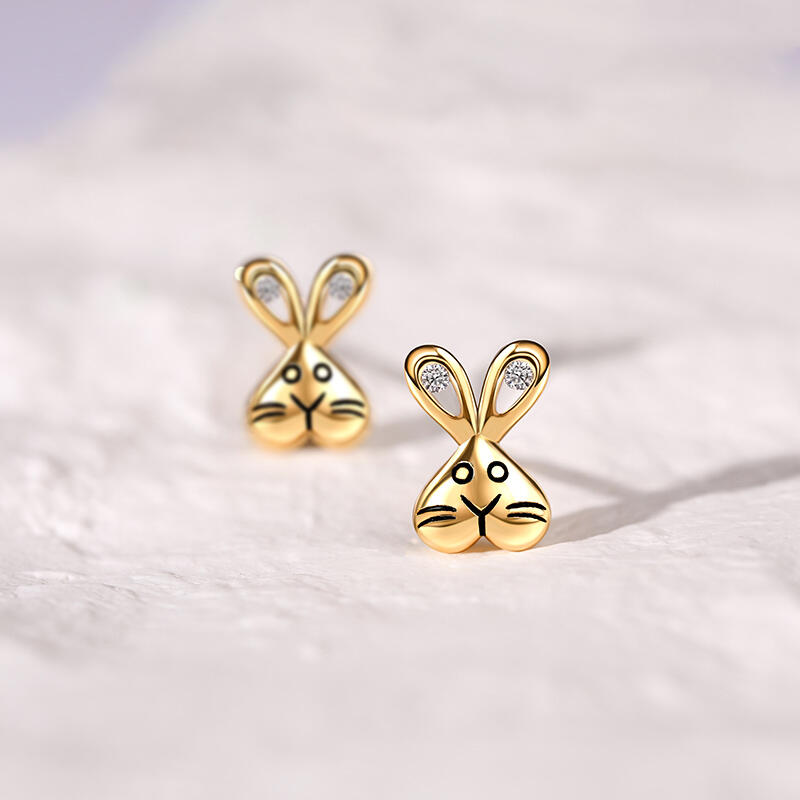 Jeulia "Adorable Bunny" Sterling Silver Children's Earrings