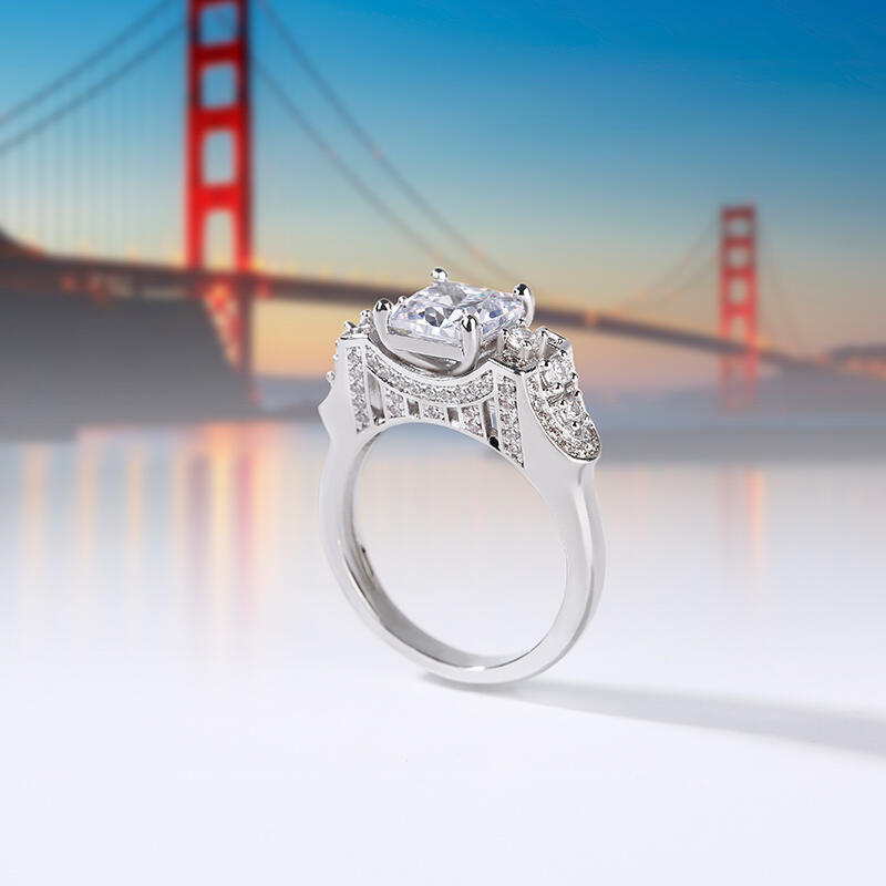 Jeulia Anel de prata esterlina gold gate bridge