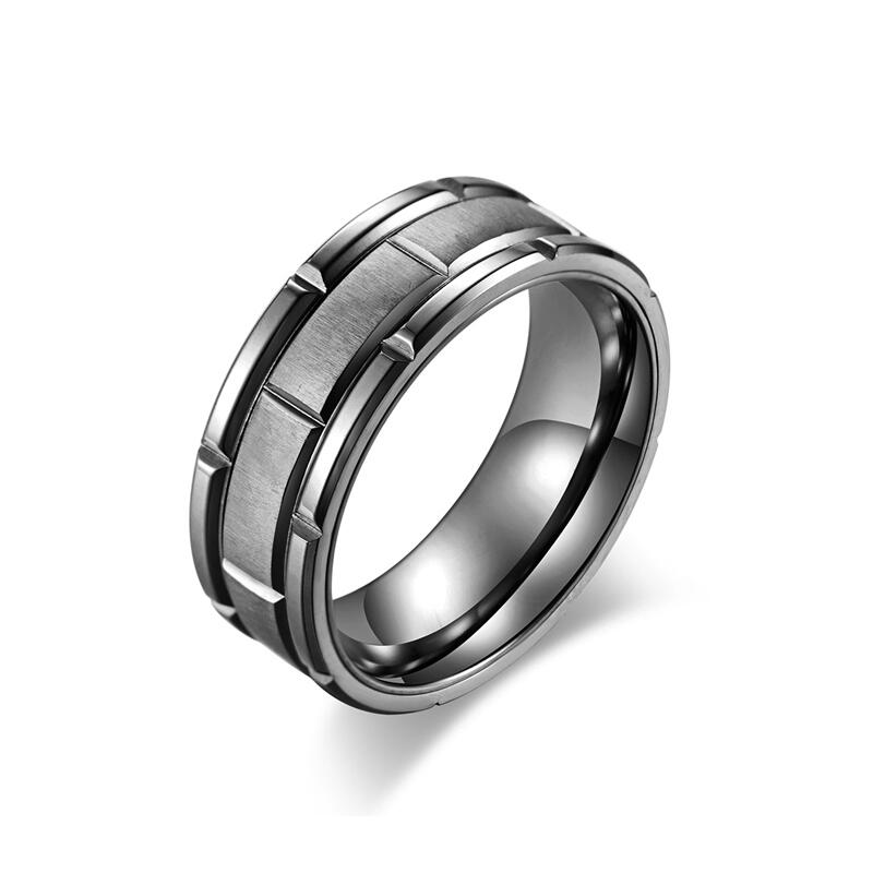 Jeulia Simple Black Titanium Steel Men's Band