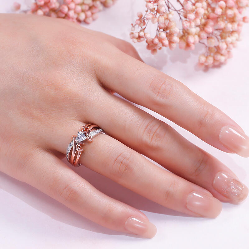 Jeulia Anillo para madre de plata de ley para mujer corte corazón