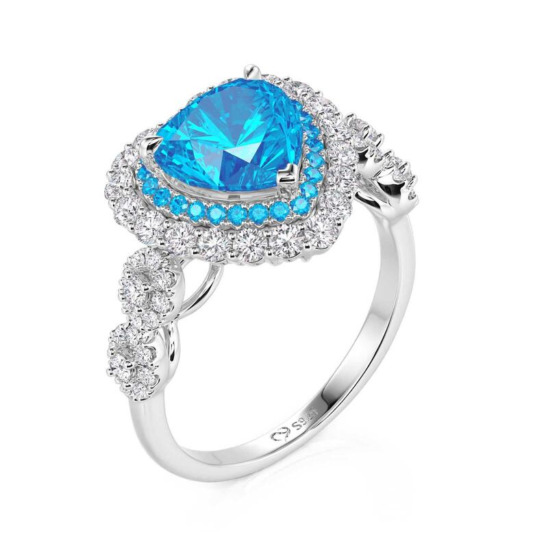 Jeulia Custom Double Halo Heart Infinity Promise Ring with Birthstone