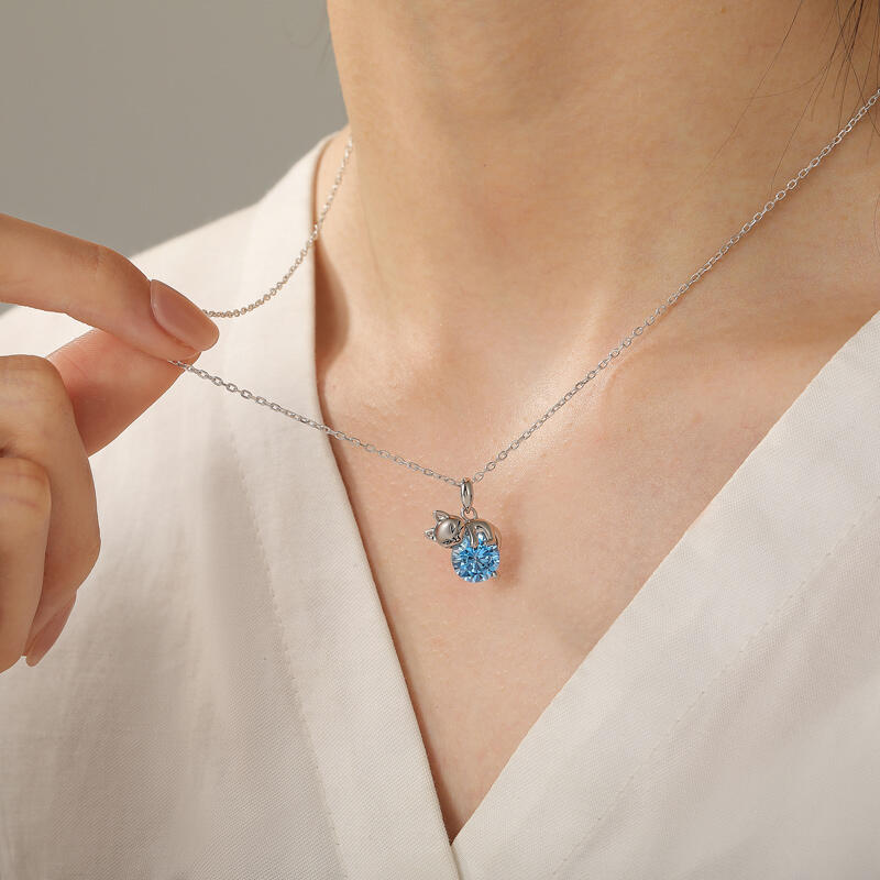 Jeulia Hug Me Collar Personalizado de Gato Atrevido con Piedra Natal