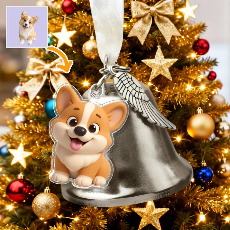 Personalized Cartoon Picture Bell Ornament Cute Gift for Pet Lover