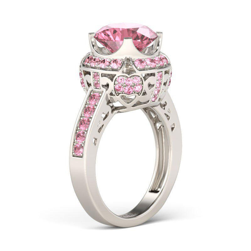 Jeulia Aureola Pierścionek Srebrny Duży Kamień Szlifowany Okrągło.