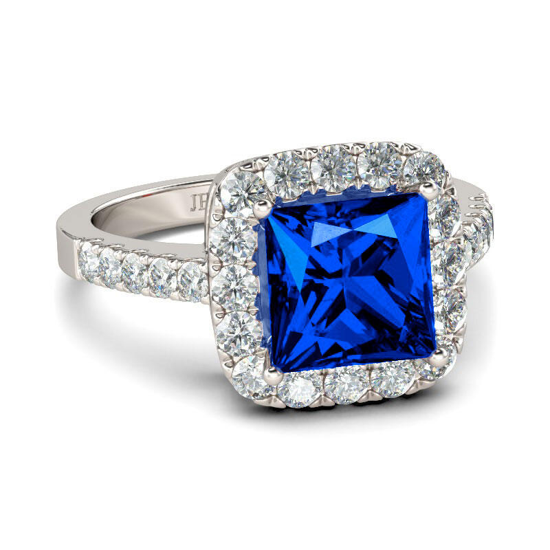 Jeulia Anillo Con Halo De Talla Princesa En Plata De Ley