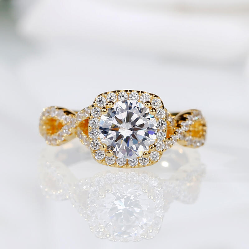 Twist Round Cut Sterling Silver Ring