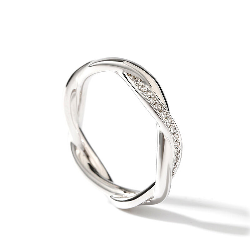 Jeulia Alianza de plata esterlina para mujer con diseño entrelazado
