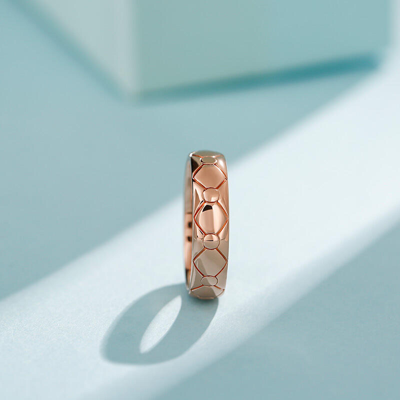 Jeulia "Eternal Love" Rose Gold Tone Sterling Silver Men's Band