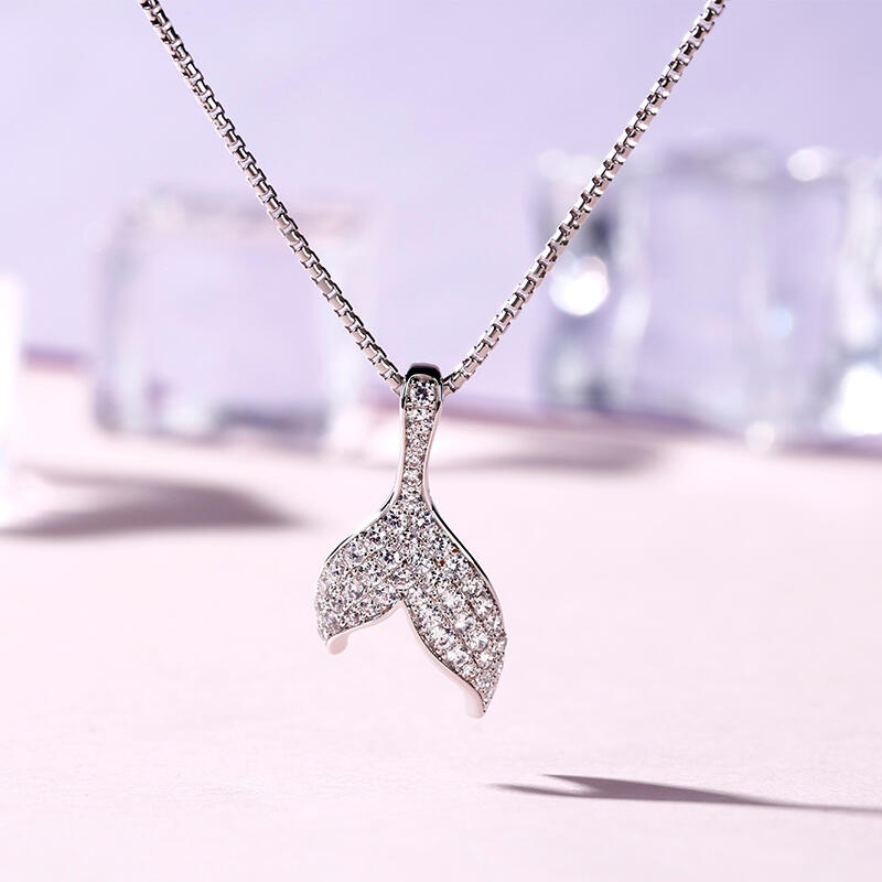 Jeulia "Dancing by the Moonlight" Mermaid Tail Sterling Silver Necklace