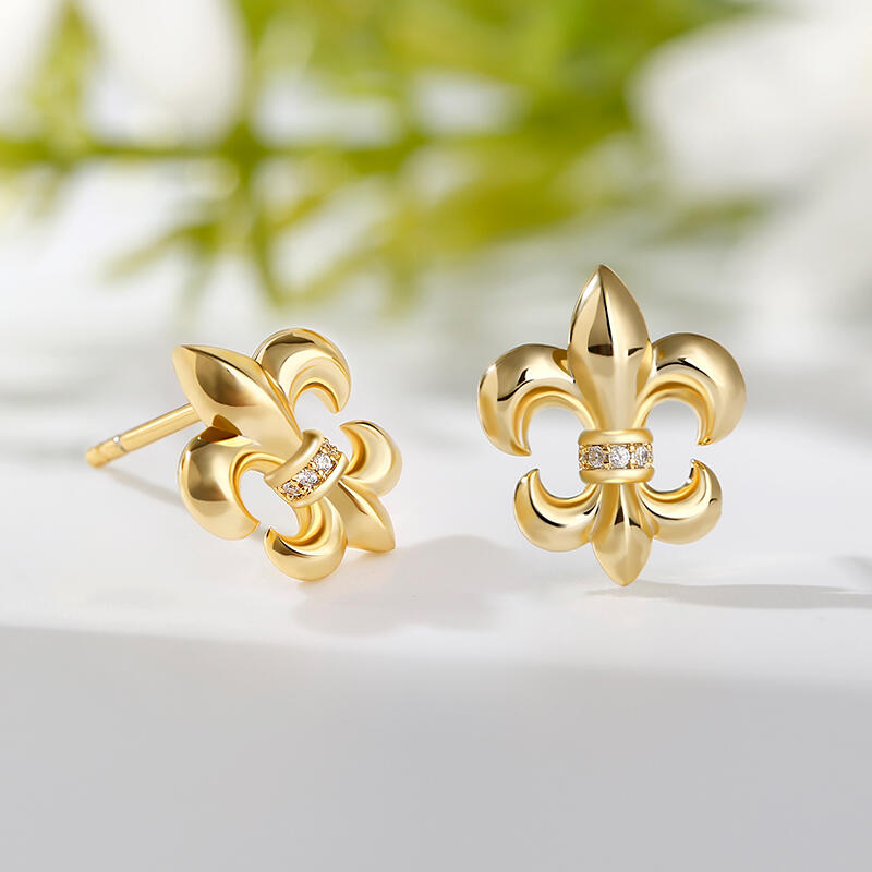 Jeulia Fleur-de-lis Sterling Silver Stud Earrings