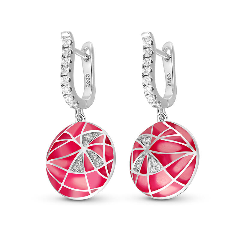 Jeulia "Curve" Enamel Sterling Silver Drop Earrings