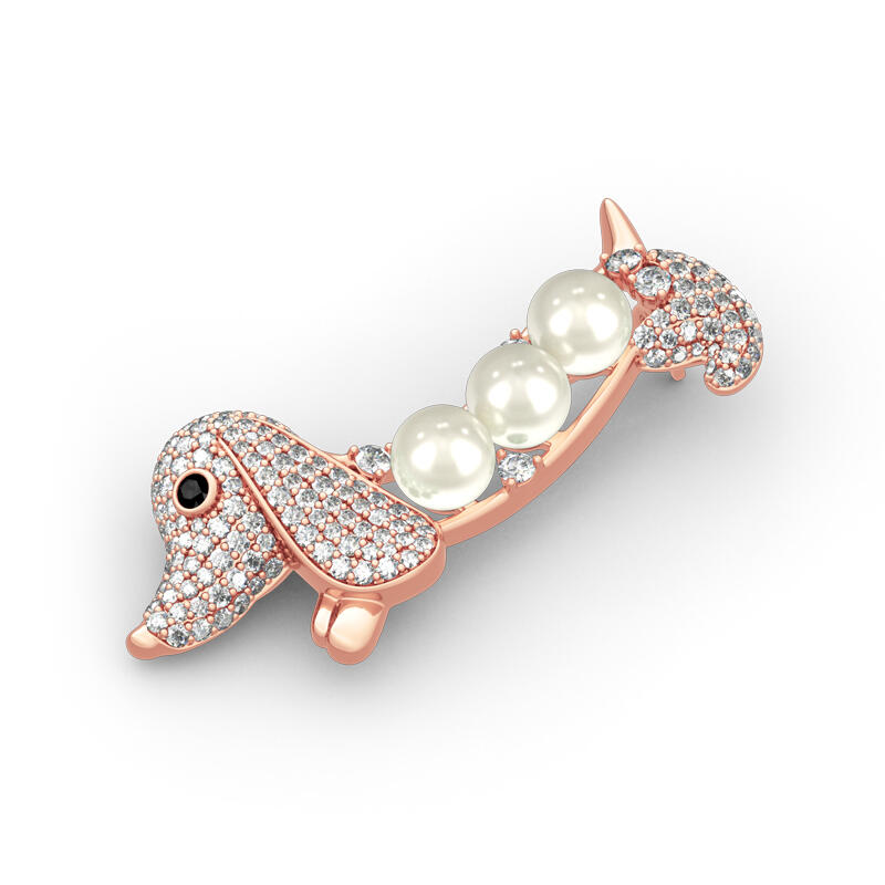 Jeulia Cute Dog Design Cultured Pearl Sterling Silver Brooch