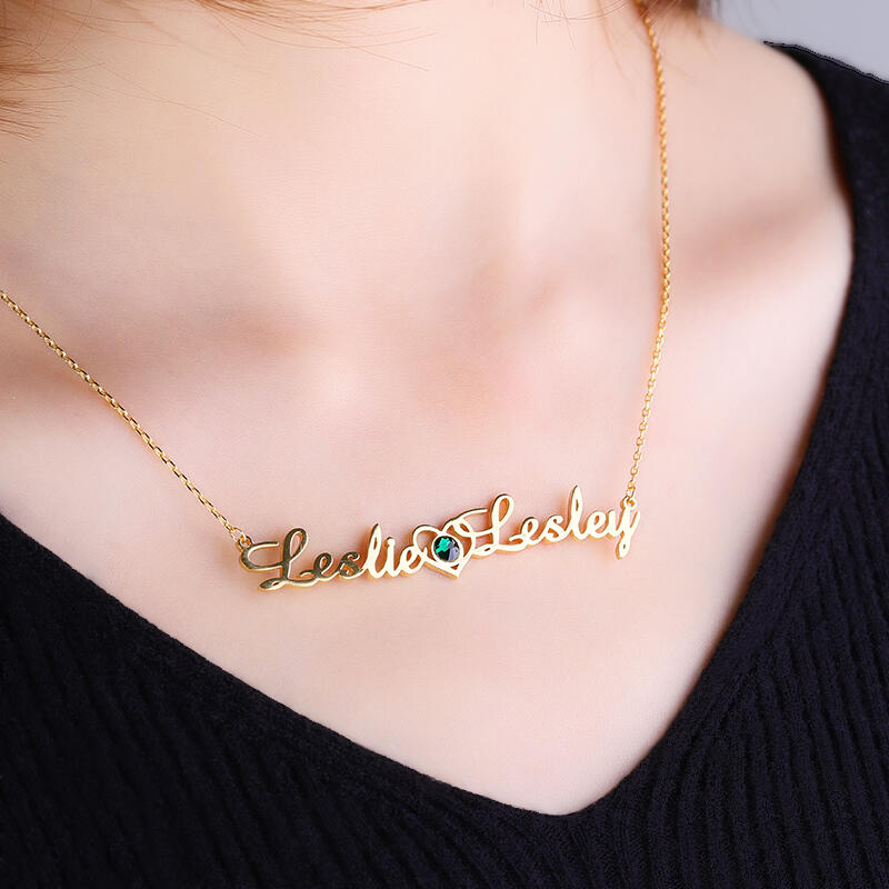 Jeulia "We Are Doomed" Personalized Name Necklace with Birthstone