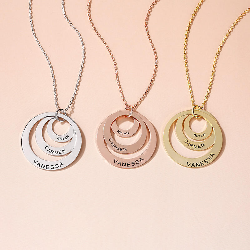 Jeulia Collar Grabado Con Tres Disco En Plata De Ley