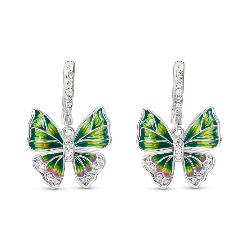 Jeulia "Mystical Butterfly" Enamel Sterling Silver Jewelry Set