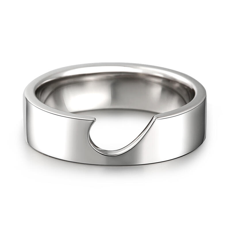 Jeulia Half Heart Design Sterling Silver Women's Band