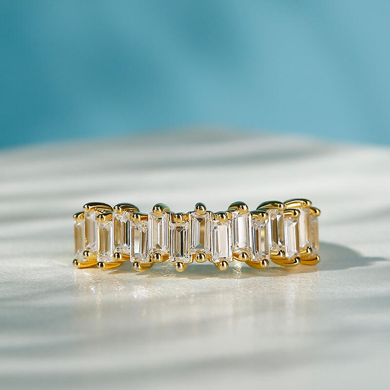 Jeulia Bague 10K/14K/18K Or Platine Moissanite  Coupe Émeraude