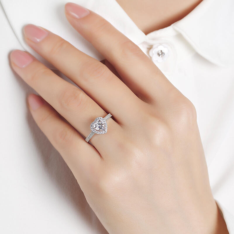 Jeulia Anillo 10K/14K/18K Oro En Forma De Corazón De Oro