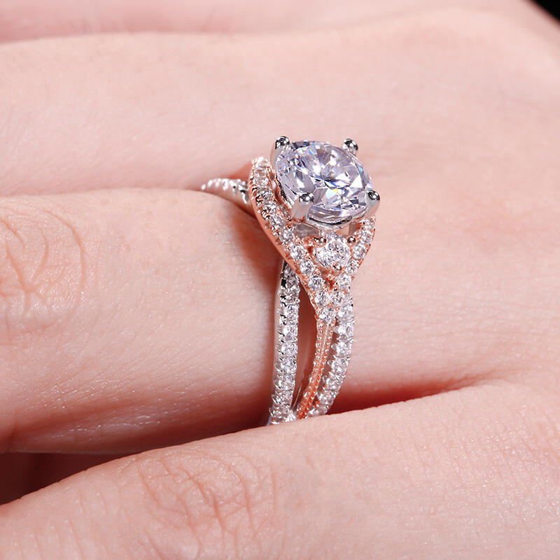 Jeulia Anillo Con Halo De Talla Redonda En Plata De Ley