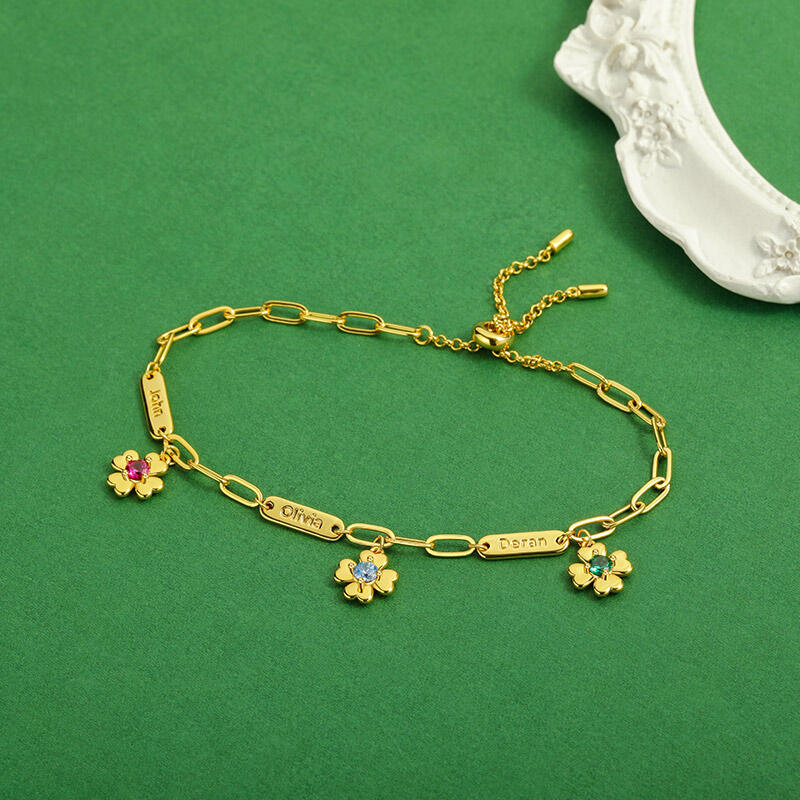 Jeulia Custom Name Flower Birthstone Bracelet