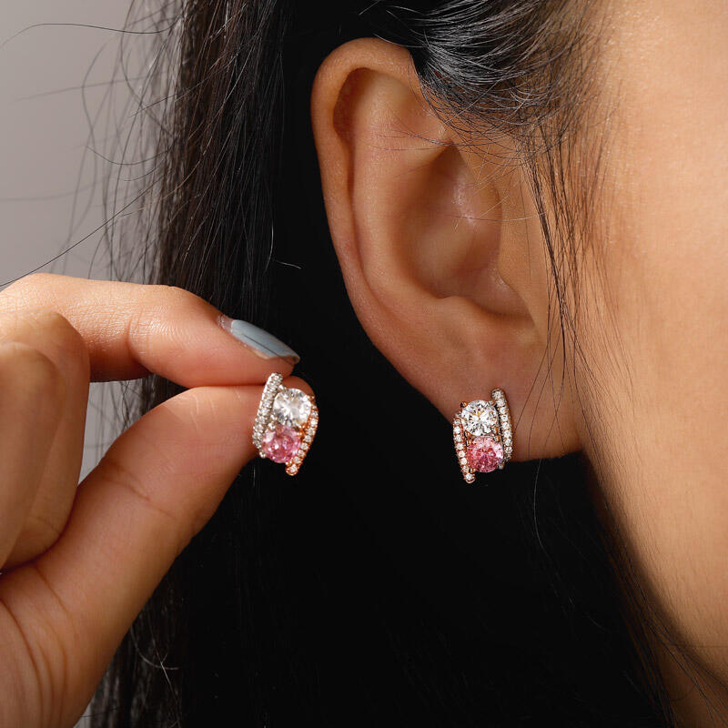 Jeulia Custom Two Tone Birthstone Stud Earrings