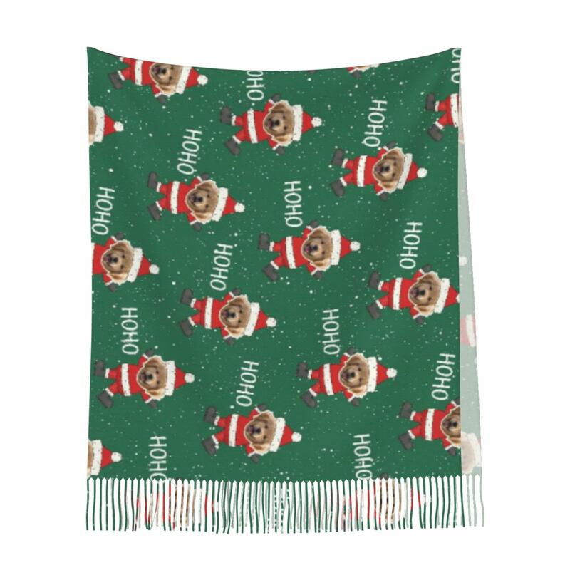 "Christmas Puppy" Custom Scarf with Pet Photo Winter Gift for Pet Owners