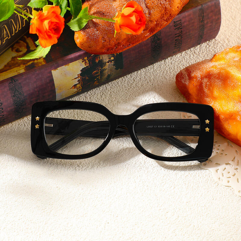 Huggins Quadratische Schwarze Brille