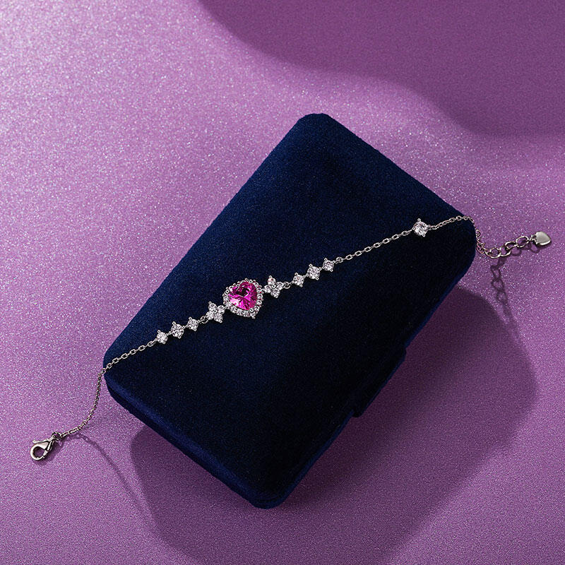 Jeulia Halo Heart Bracelet in Sterling Silver