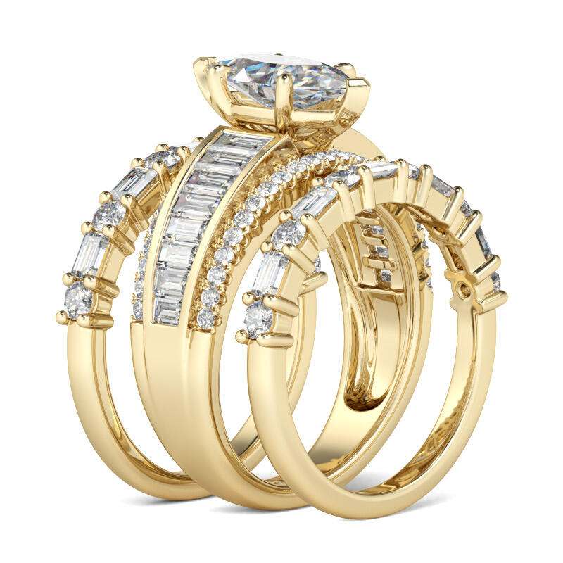 Vintage Marquise-slipad Sterling Silver Ring Set