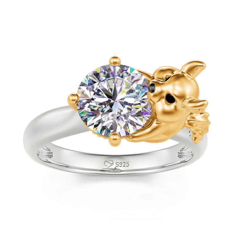 Jeulia Hug Me "Smiling Chipmunk" Round Cut Sterling Silver Ring