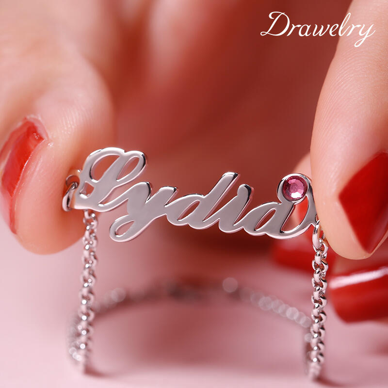 "Personal And Unique" Personalized Name Bracelet With Custom Birthstone