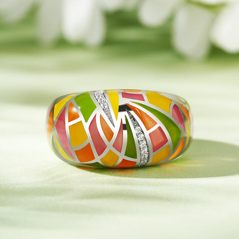 Jeulia "Sunlight" Enamel Sterling Silver Women's Band