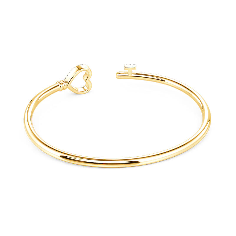 Jeulia "Key to My Heart" Sterling Silver Bangle