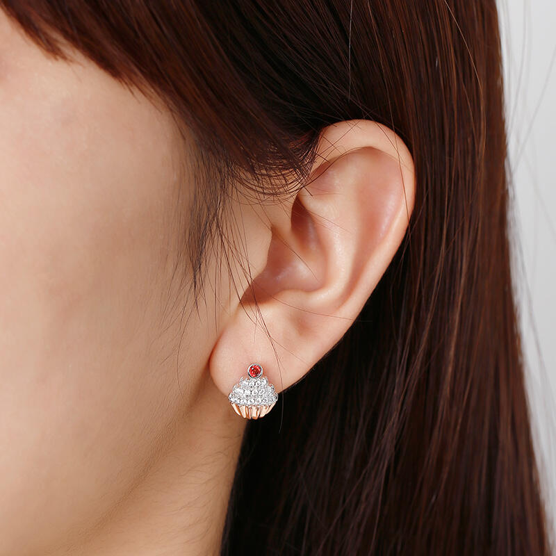 Jeulia Aretes de plata de ley con diseño de cupcake dulce