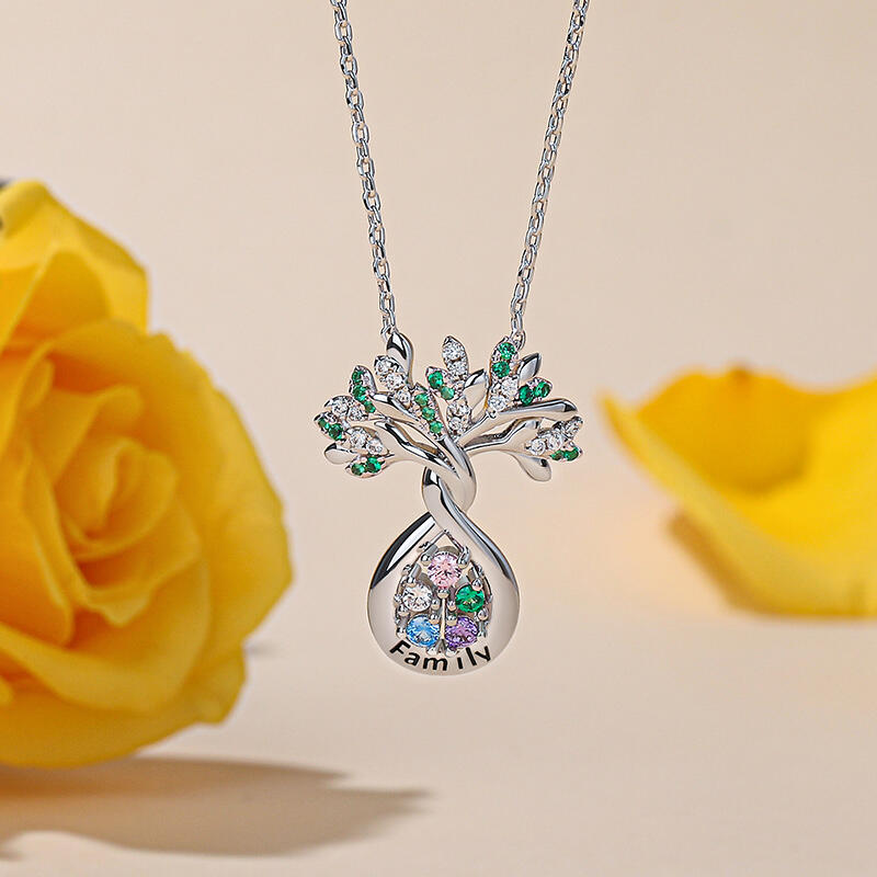 Jeulia Collar de árbol genealógico personalizado de nombre de plata de ley