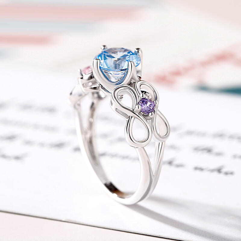 Jeulia Anillo De Infinito De Talla Redonda En Plata De Ley