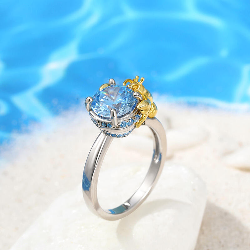 Jeulia Hug Me "Hermit Crab" Round Cut Sterling Silver Ring