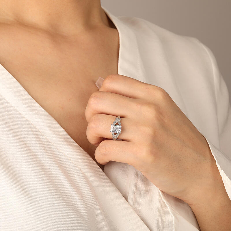 "A Little Romance" Radiant Cut Side Stone Engagement Ring