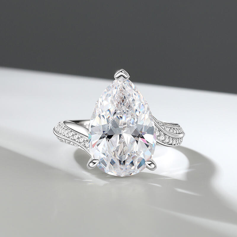 Jeulia "Intertwining" Pear Cut Sterling Silver Ring