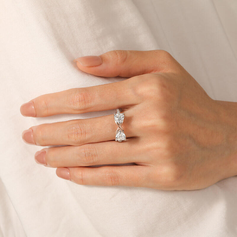 Jeulia Custom Double Heart Two Tone Infinity Ring