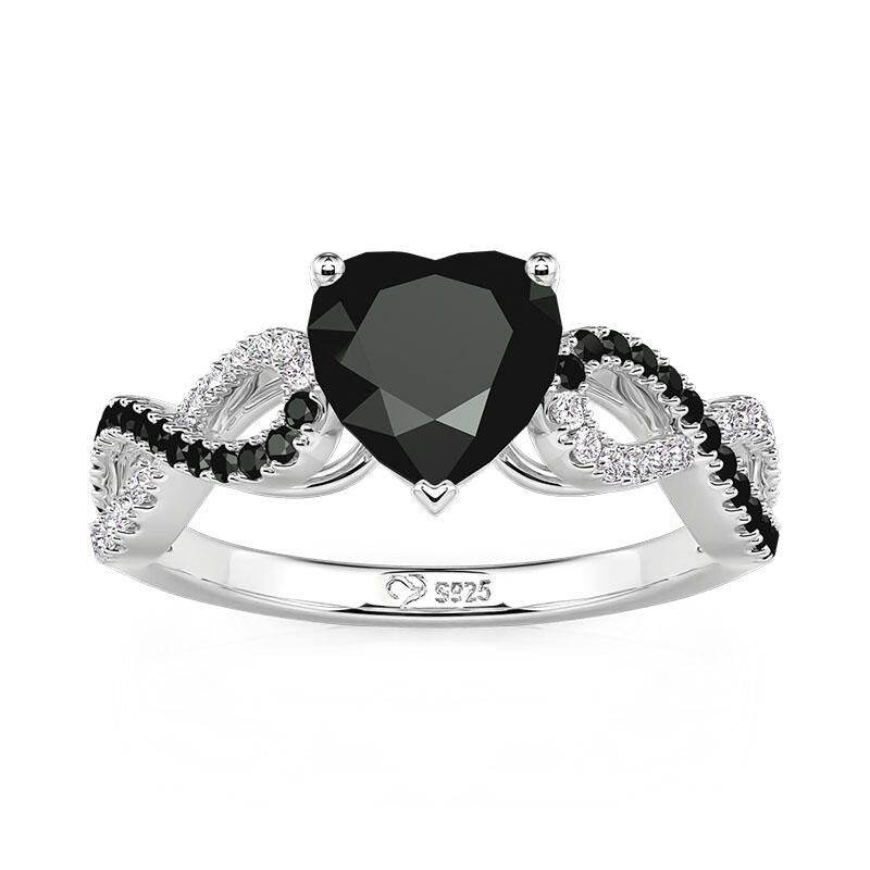 Jeulia Classic Infinity Black Heart Promise Ring